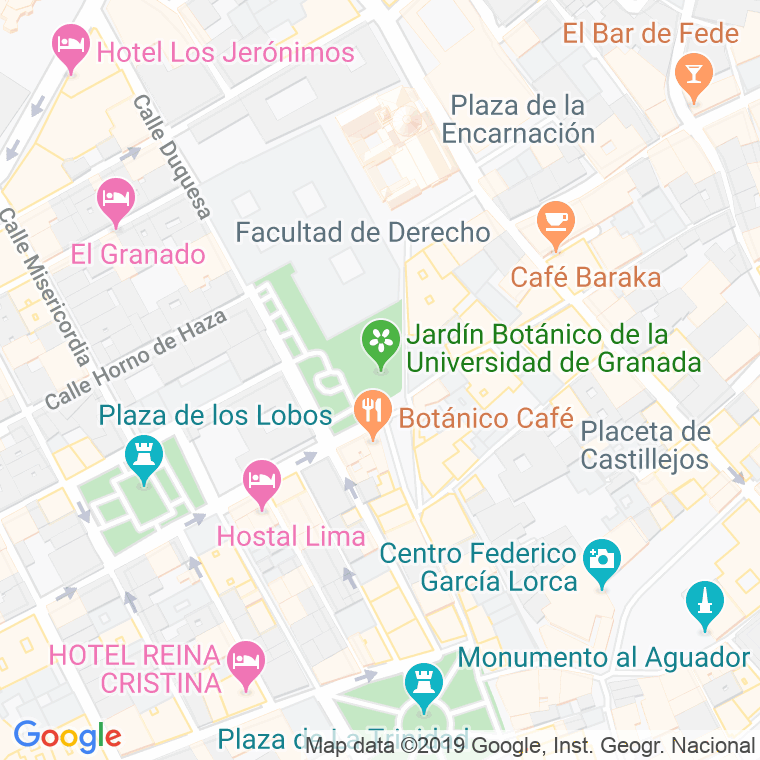 Código Postal calle Jardin Botanico en Granada