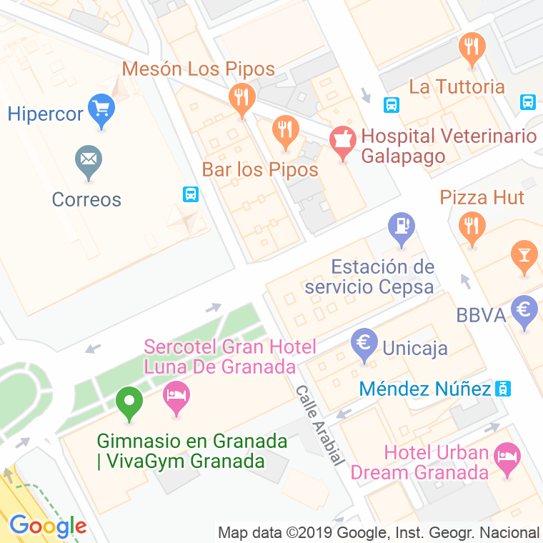 Código Postal calle Mendez Nuñez en Granada