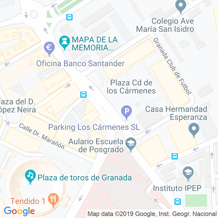 Código Postal calle Ciudad De Los Carmenes, plaza en Granada