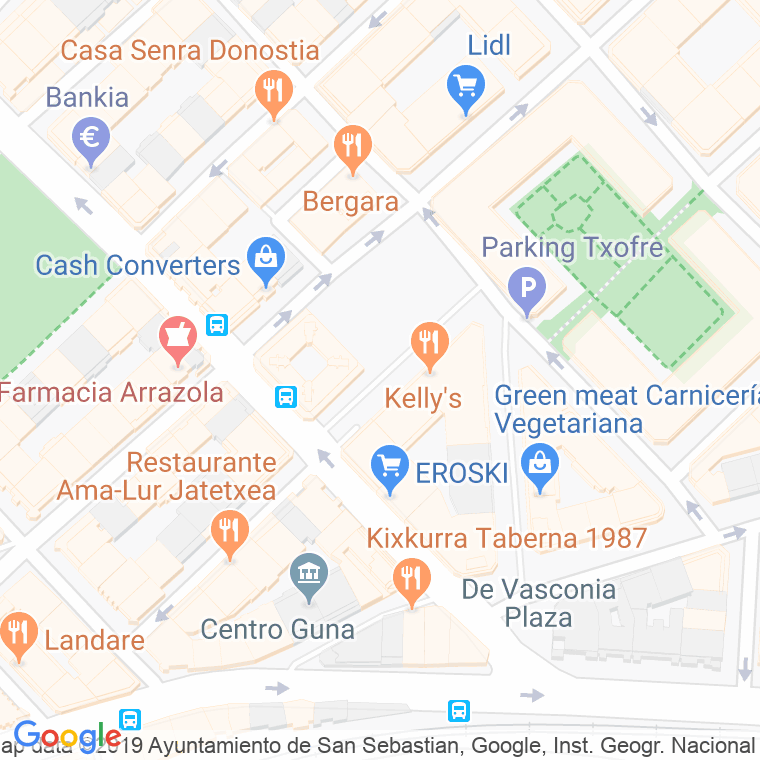 Código Postal calle Nafarroa Beherea, plaza en Donostia-San Sebastian