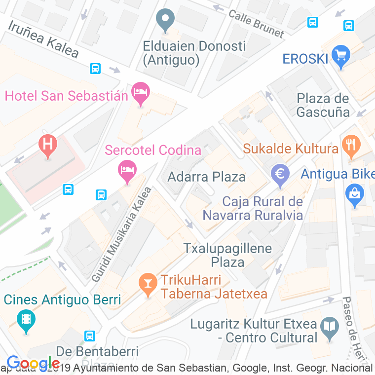 Código Postal calle Adarra, plazoleta en Donostia-San Sebastian
