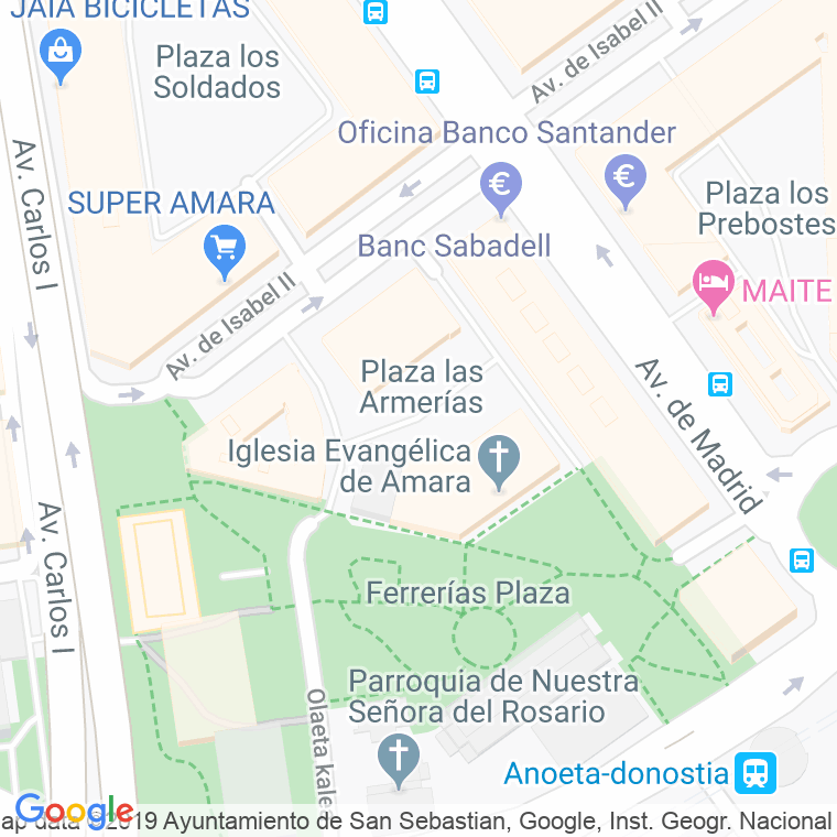 Código Postal calle Armerias, plaza en Donostia-San Sebastian