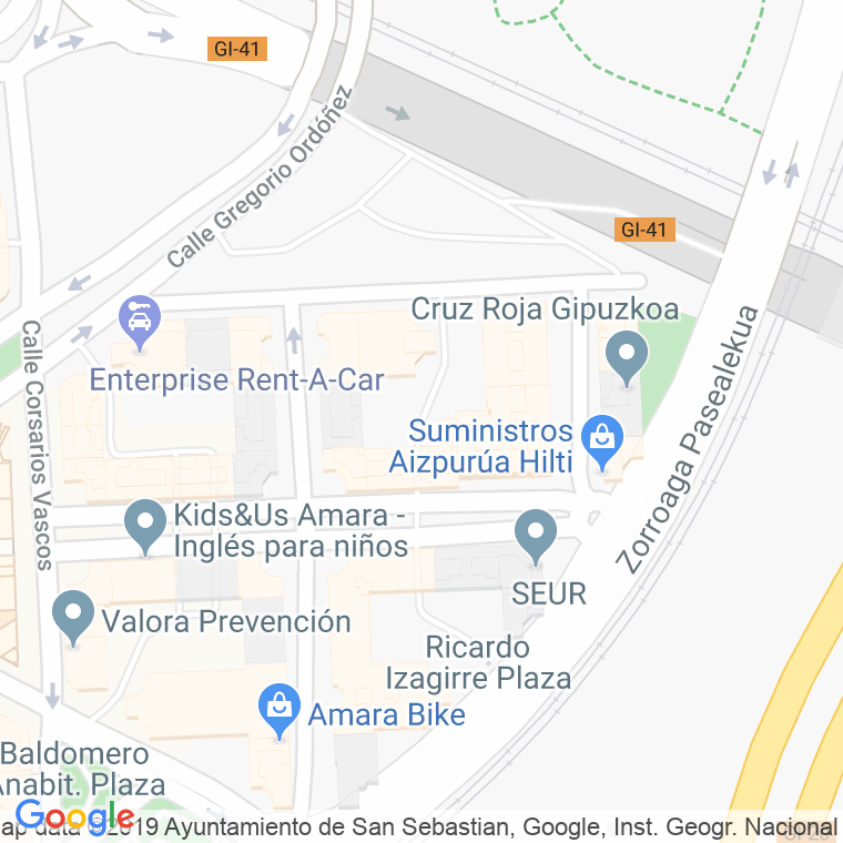 Código Postal calle Azkoitia, plaza en Donostia-San Sebastian