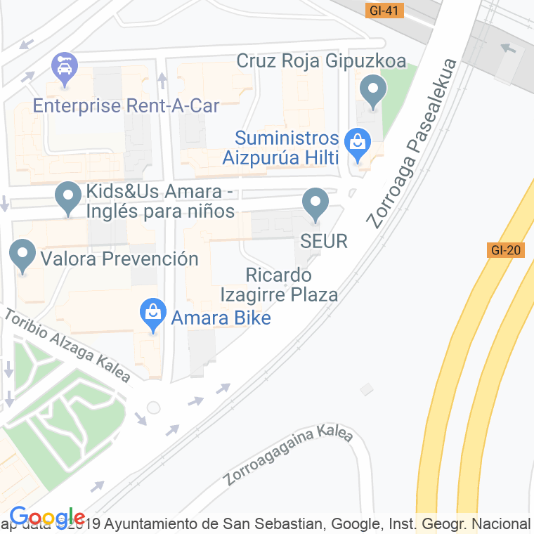 Código Postal calle Rikardo Izagirre, plaza en Donostia-San Sebastian