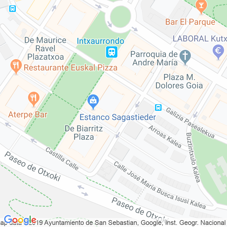 Código Postal calle Padre Donosti, Del, plaza en Donostia-San Sebastian