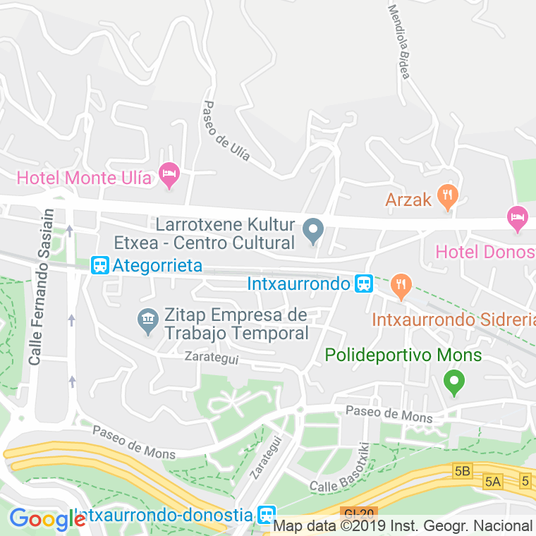 Código Postal calle Txaparrene, paseo en Donostia-San Sebastian