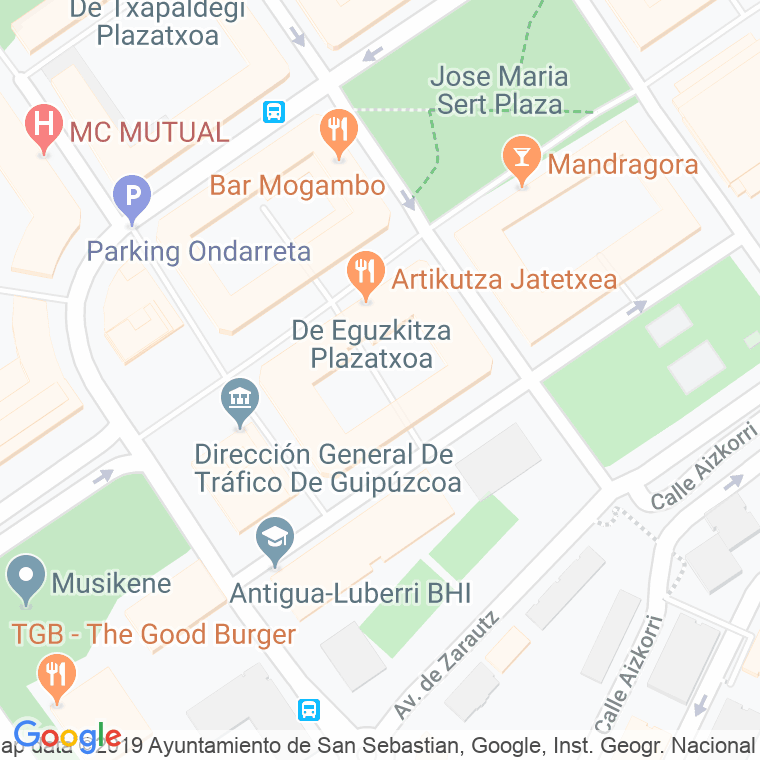 Código Postal calle Eguzkitza, plaza en Donostia-San Sebastian