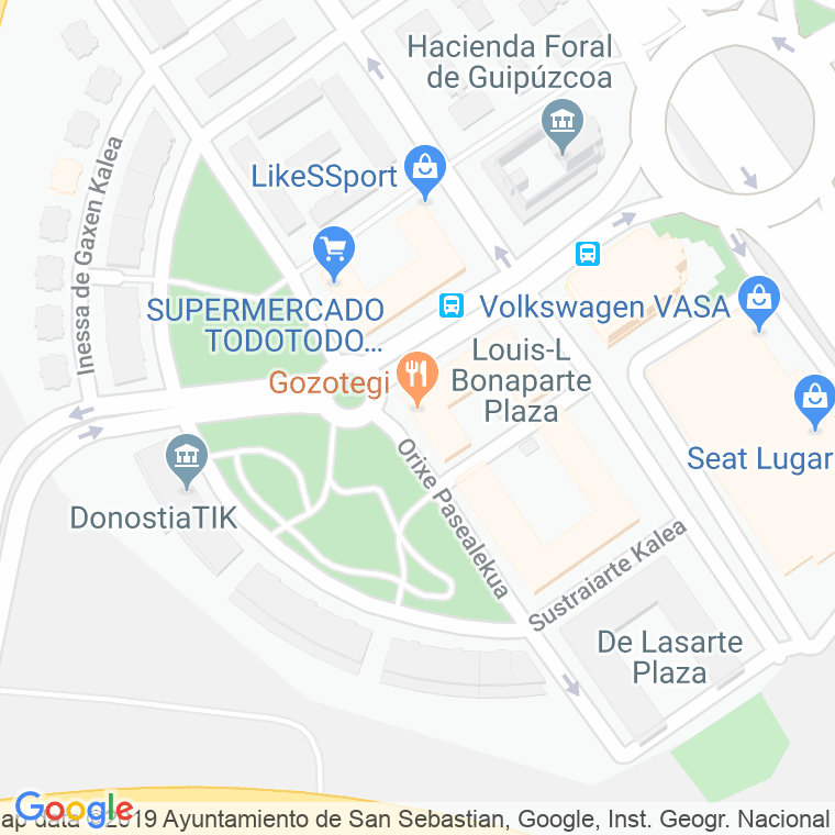 Código Postal calle Louis Lucien Bonaparte, plaza en Donostia-San Sebastian