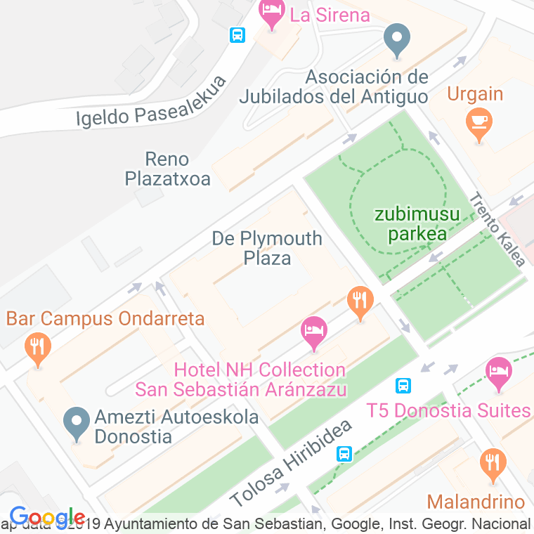 Código Postal calle Plymouth, plaza en Donostia-San Sebastian