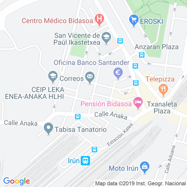 Código Postal calle Javier Esteban Indart en Irún