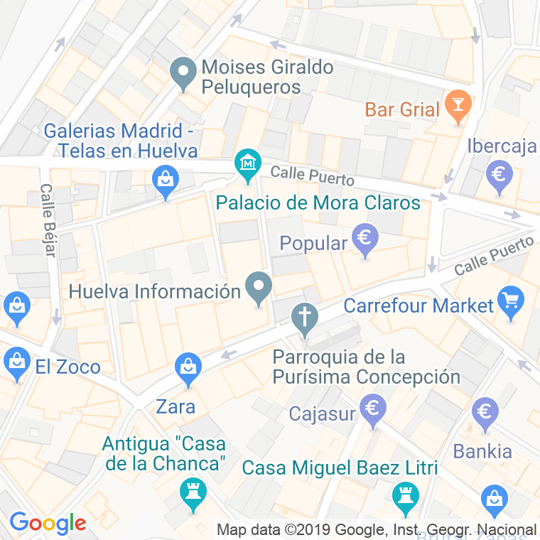 Código Postal calle Mora Claros en Huelva