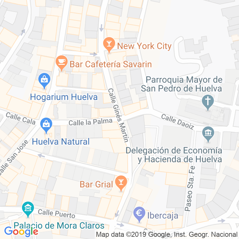 Código Postal calle Gines Martin en Huelva
