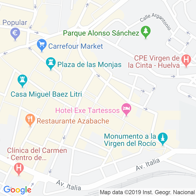 Código Postal calle Cardenal Cisneros en Huelva