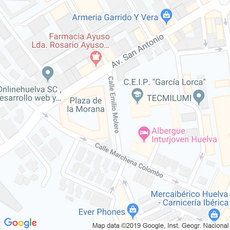 Código Postal calle Emilio Molero en Huelva