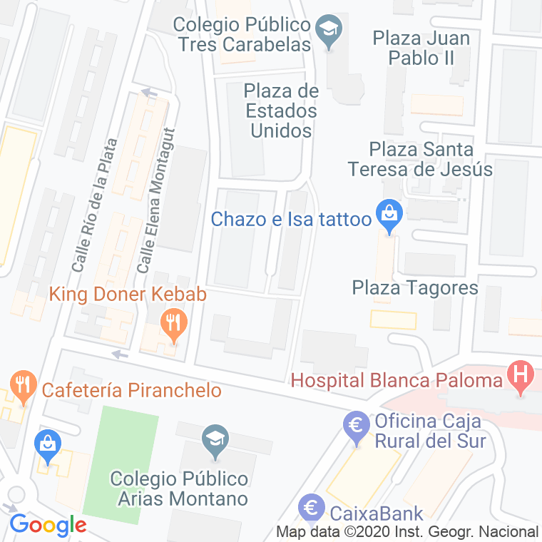 Código Postal calle Estados Unidos, plaza en Huelva