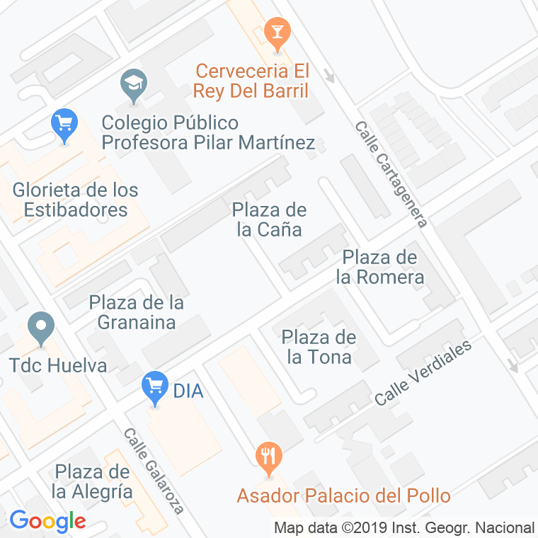 Código Postal calle Caña, plaza en Huelva