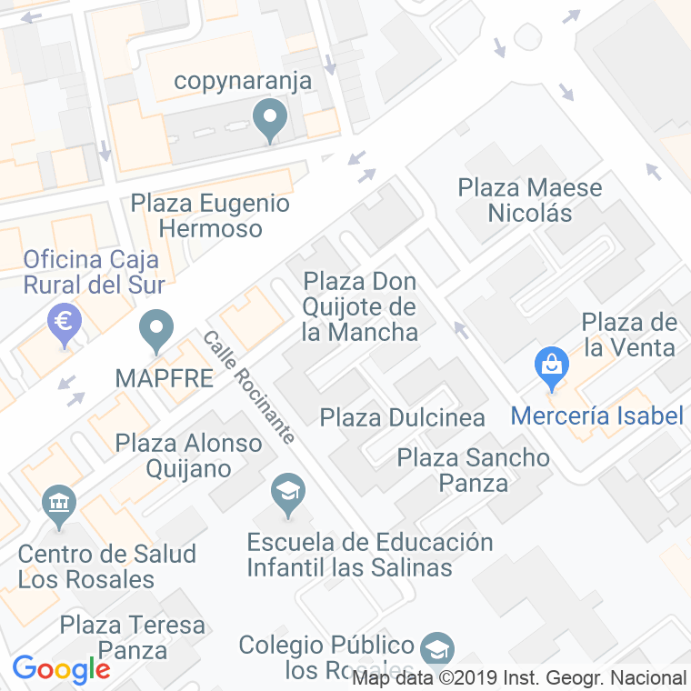 Código Postal calle Don Quijote, plaza en Huelva