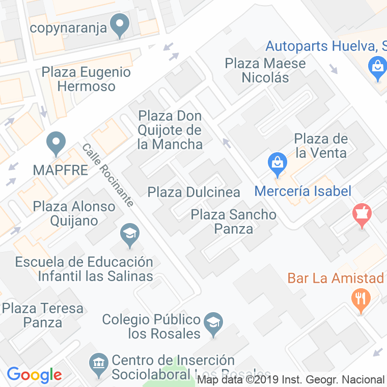 Código Postal calle Dulcinea, plaza en Huelva