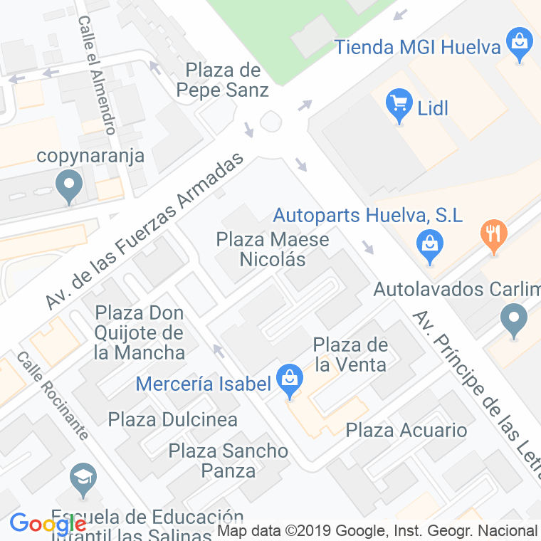 Código Postal calle Maese Nicolas, plaza en Huelva