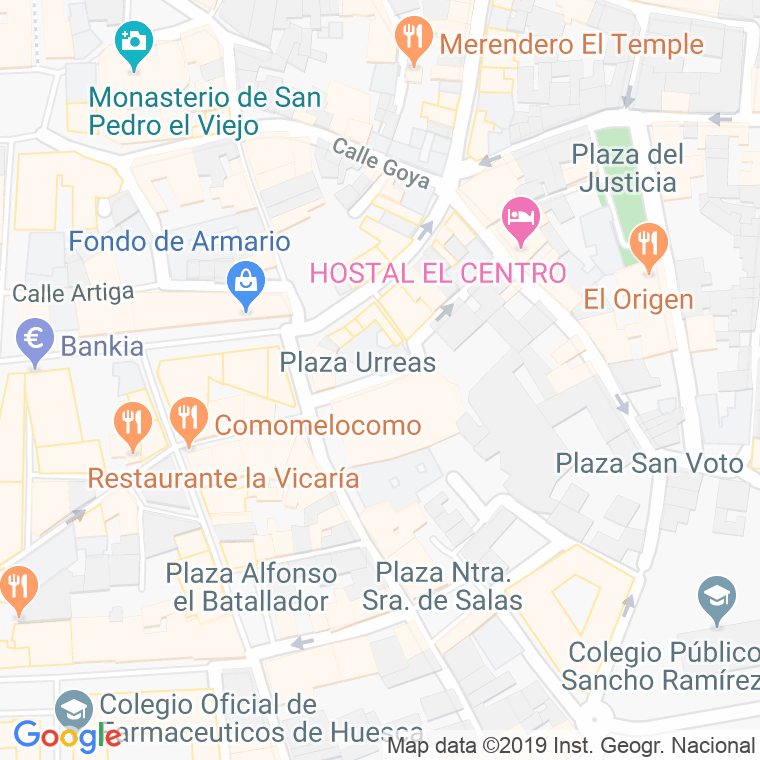 Código Postal calle Urreas, travesia en Huesca
