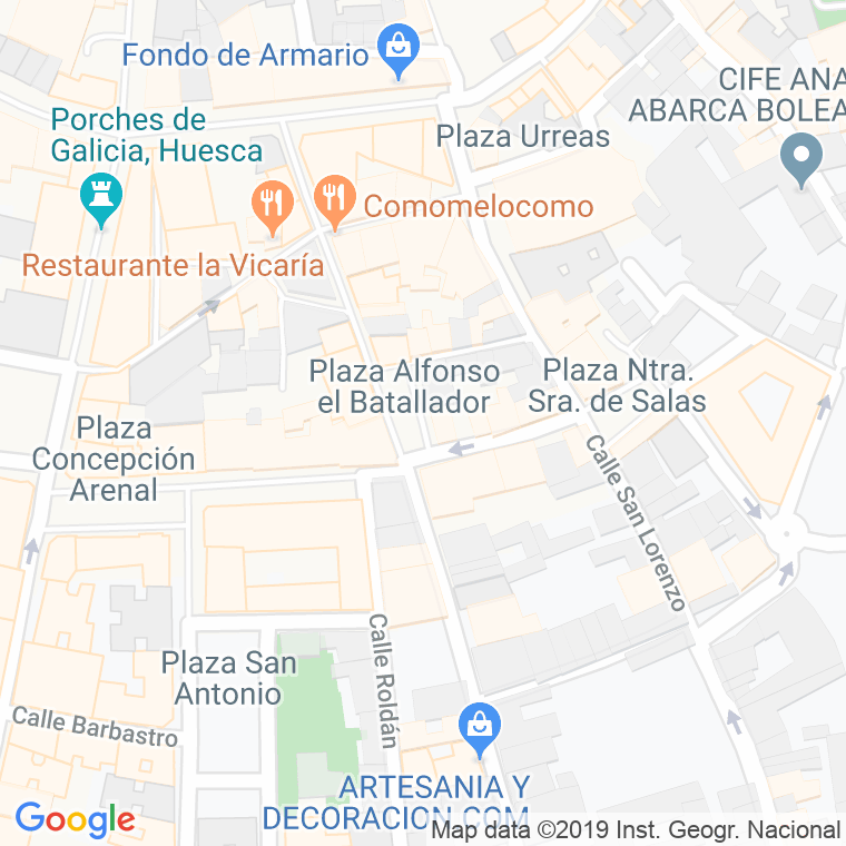 Código Postal calle Alfonso El Batallador, plaza en Huesca