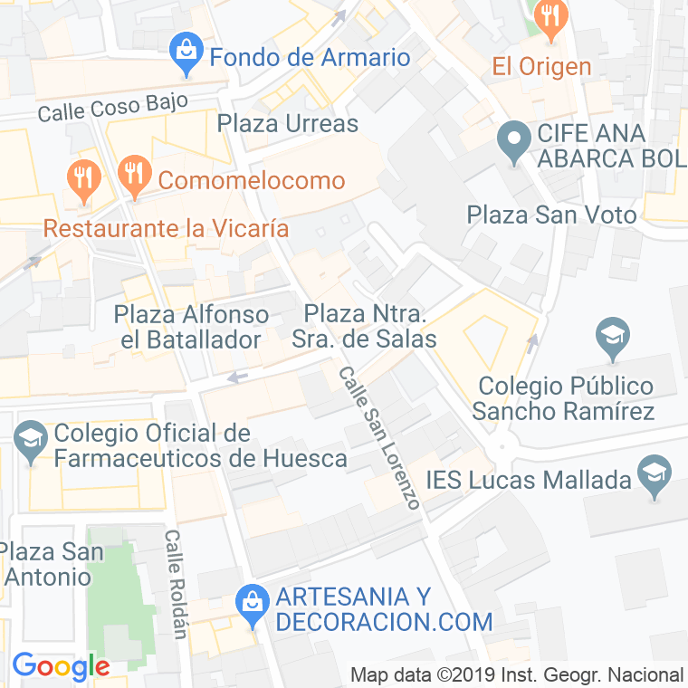 Código Postal calle Nuestra Señora De Salas, plaza en Huesca