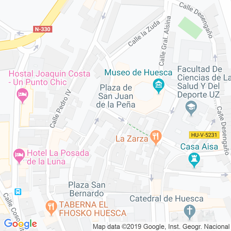 Código Postal calle San Juan De La Peña, plaza en Huesca