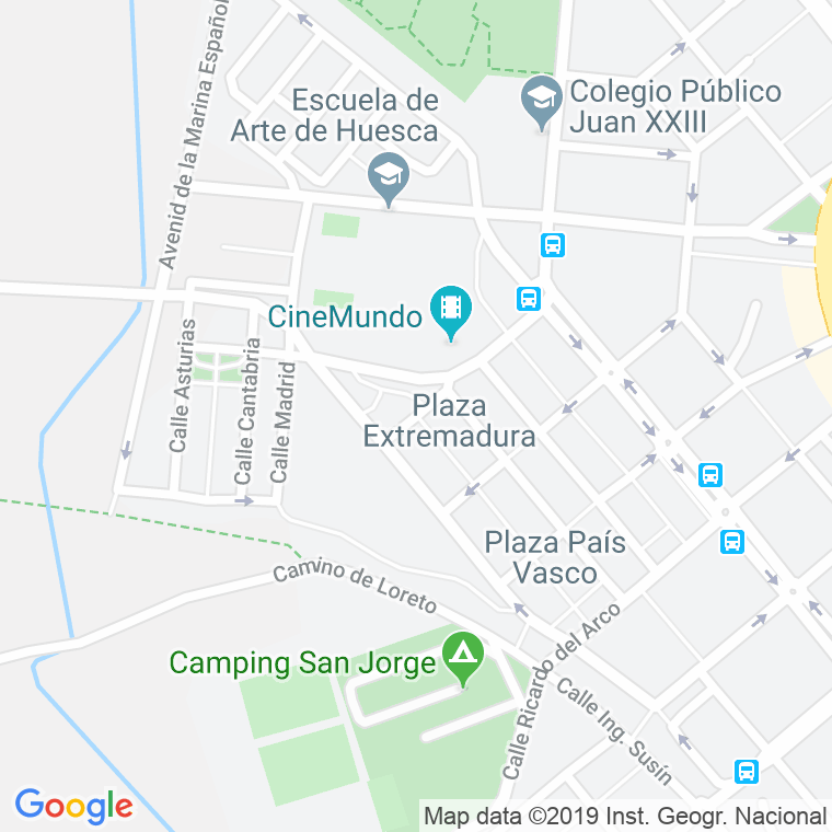 Código Postal calle Extremadura, plaza en Huesca