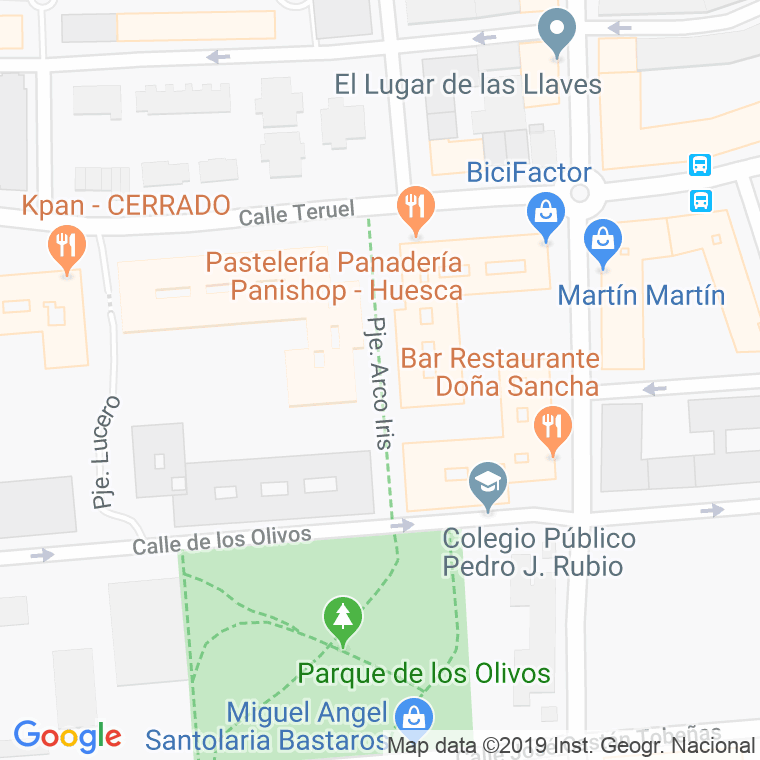 Código Postal calle Arco Iris, pasaje en Huesca