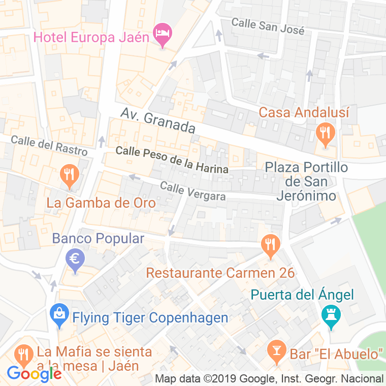 Código Postal calle Vergara en Jaén
