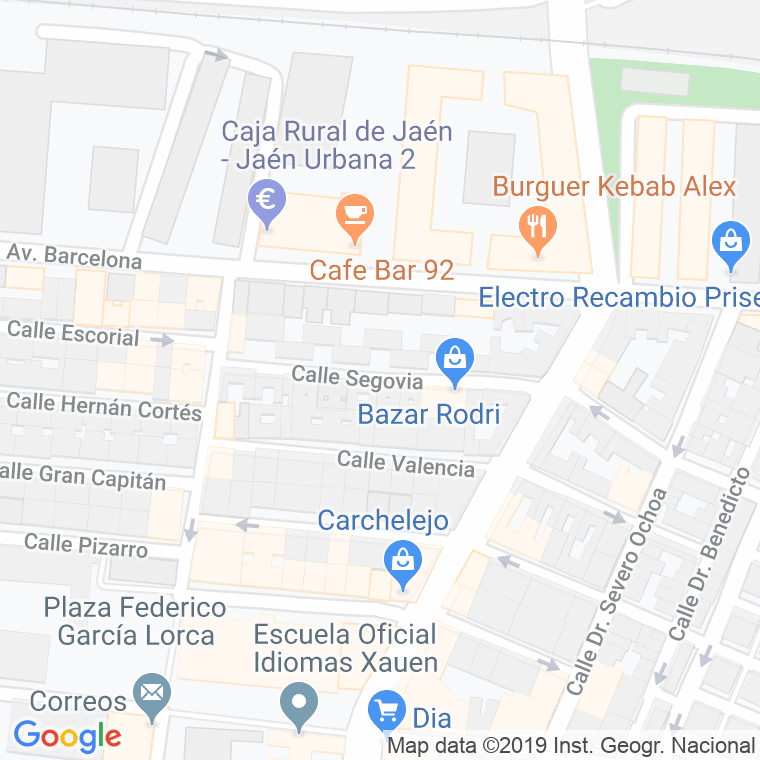 Código Postal calle Segovia en Jaén