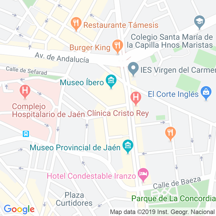 Código Postal calle Obispo Stuñiga en Jaén