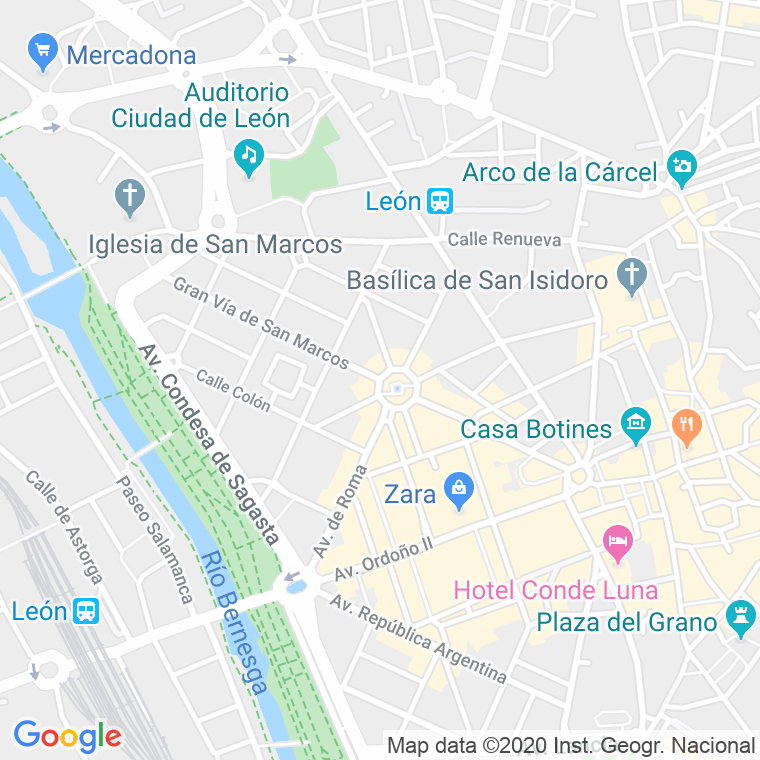 Código Postal calle Gran Via De San Marcos, avenida (Impares Del 1 Al 23) en León