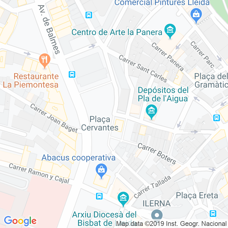 Código Postal calle Cervantes, plaça (Pares Del 2 Al Final) en Lleida