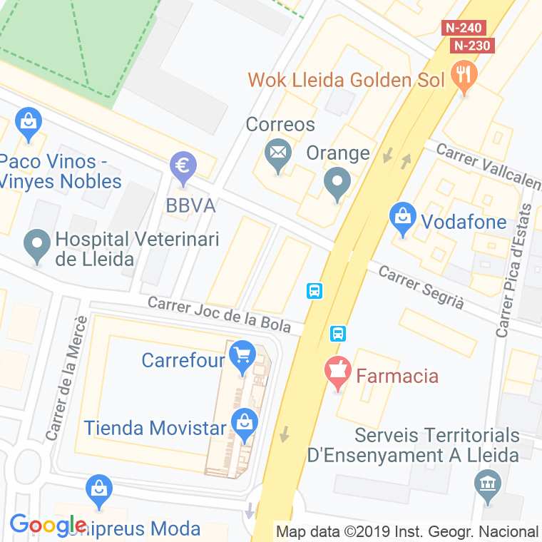 Código Postal calle Bergos I Masso, passatge en Lleida
