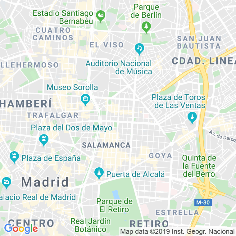 Código Postal calle Velazquez   (Impares Del 1 Al 65)  (Pares Del 2 Al 82) en Madrid