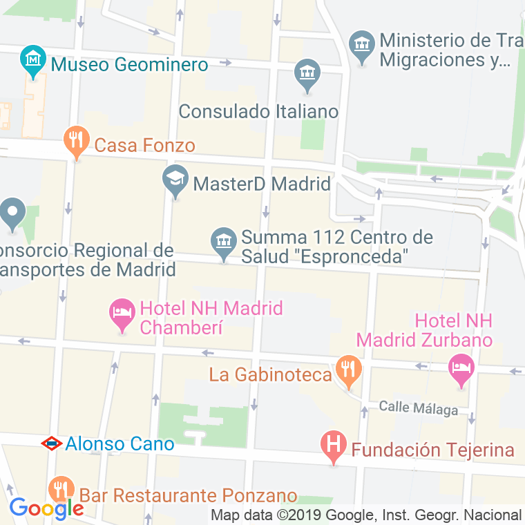 Código Postal calle Espronceda en Madrid