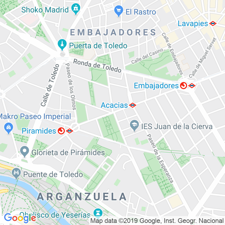Código Postal calle Acacias, paseo en Madrid