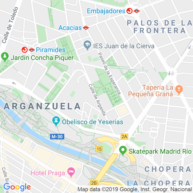 Código Postal calle Arganda en Madrid