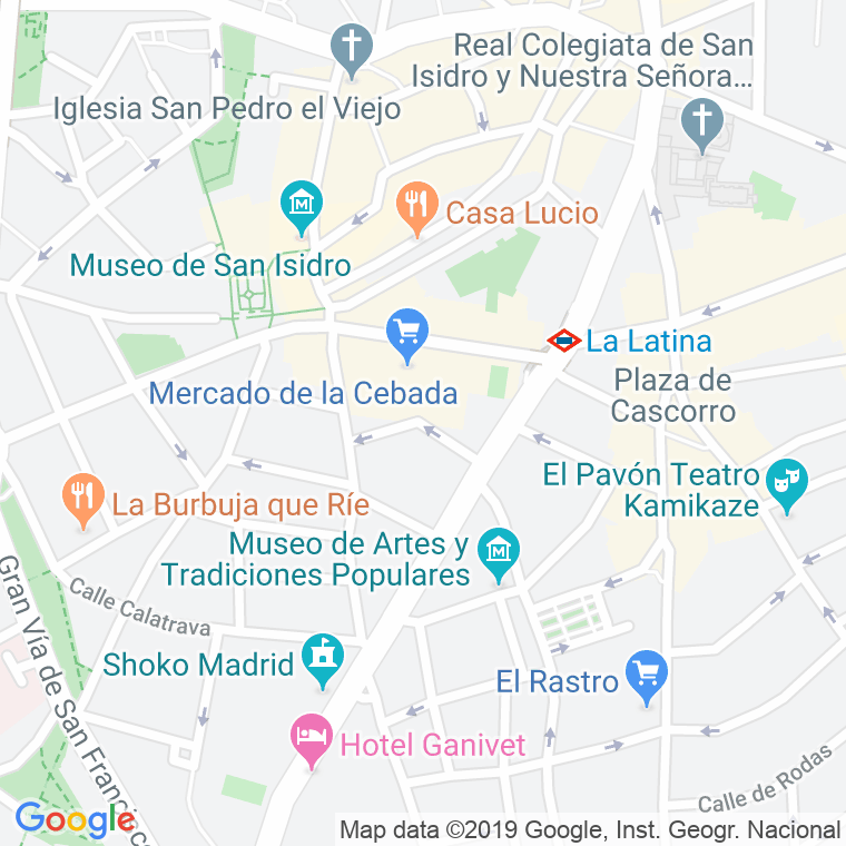 Código Postal calle Cebada en Madrid