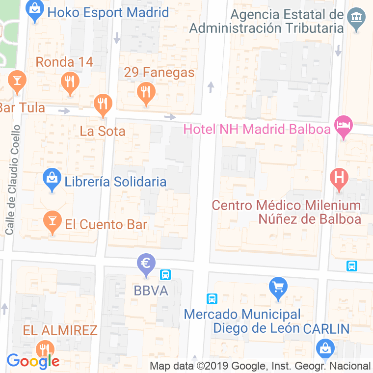 Código Postal calle Jardines De La Virgen Del Pilar en Madrid