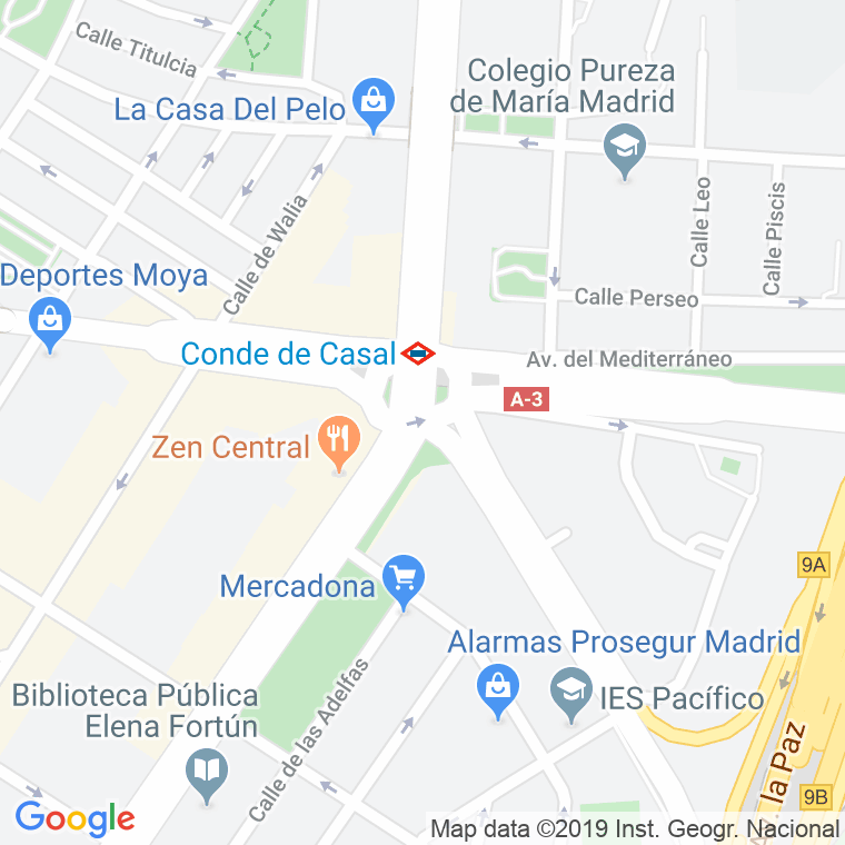 Código Postal calle Conde De Casal, plaza en Madrid