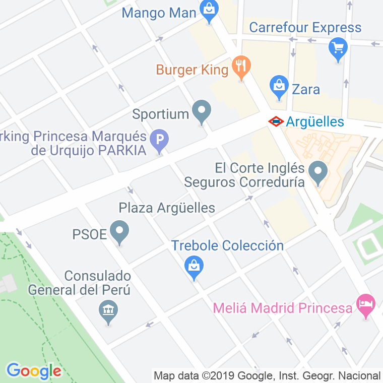 Código Postal calle Arguelles, plaza en Madrid