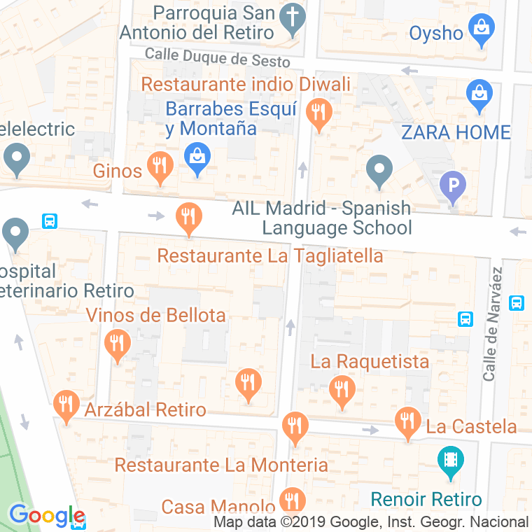 Código Postal calle Menendez Pelayo, avenida (Impares Del 1 Al 69)  (Pares Del 2 Al 14) en Madrid