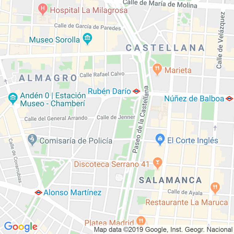 Código Postal calle Fortuny en Madrid