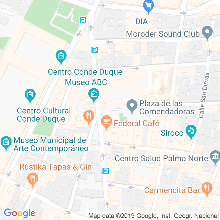 Código Postal calle Comendadoras, plaza en Madrid