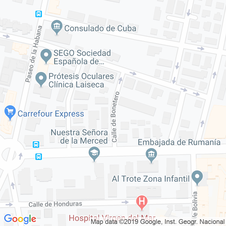 Código Postal calle Bonetero en Madrid