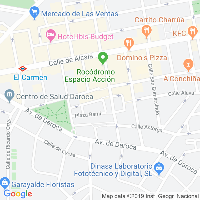 Código Postal calle Bami, plaza en Madrid