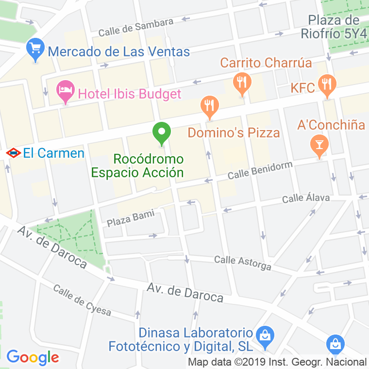 Código Postal calle Benidorm en Madrid