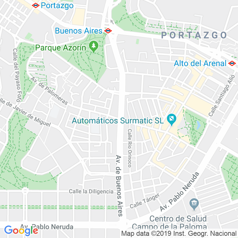 Código Postal calle Palomeras, avenida (Impares Del 1 Al Final)  (Pares Del 2 Al Final) en Madrid